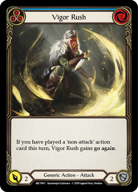 Vigor Rush (Blue) [ARC199-C] (Arcane Rising)  1st Edition Rainbow Foil | Card Citadel