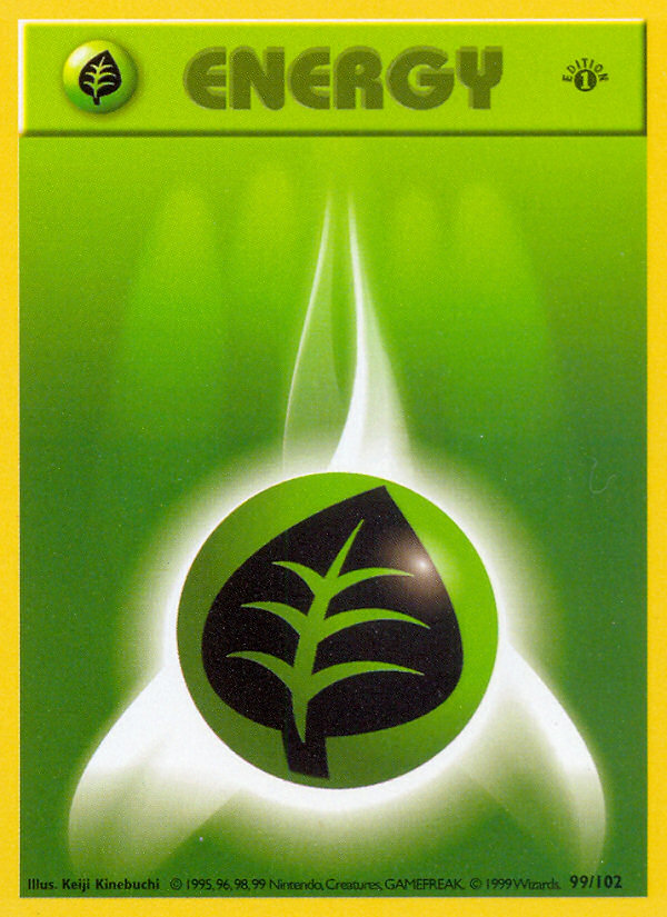 Grass Energy (99/102) (Shadowless) [Base Set 1st Edition] | Card Citadel