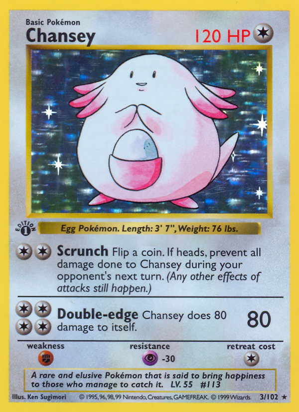 Chansey (3/102) (Shadowless) [Base Set 1st Edition] | Card Citadel