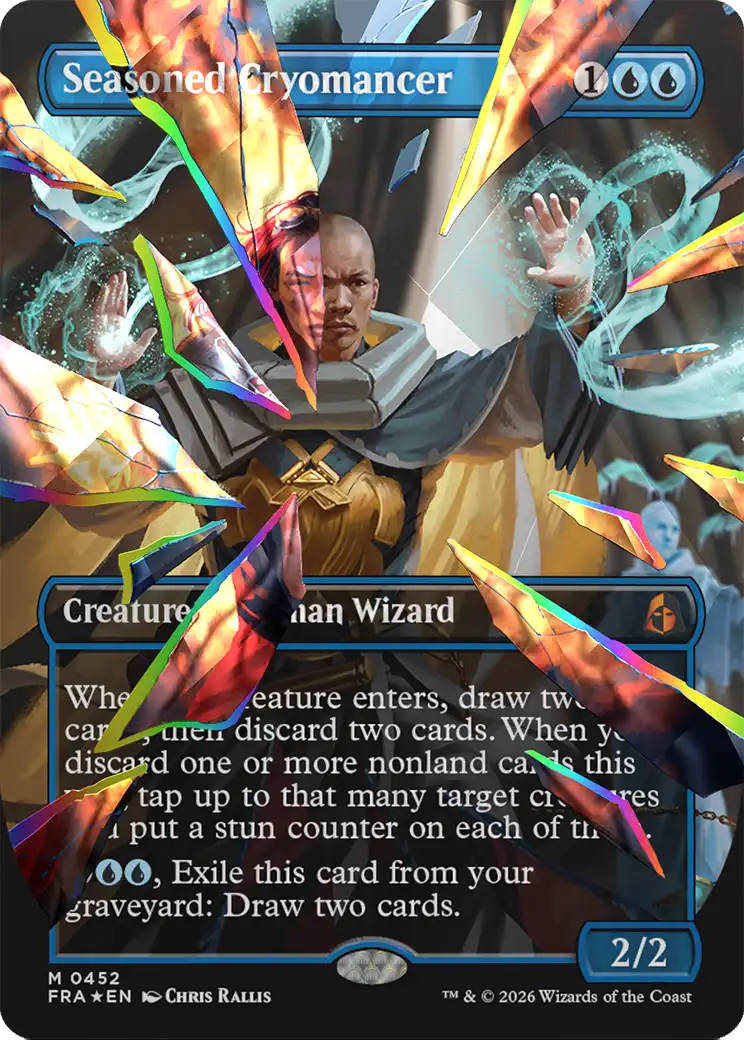 Seasoned Cryomancer (Borderless) (Facet Foil) (0452) [Reality Fracture] | Card Citadel