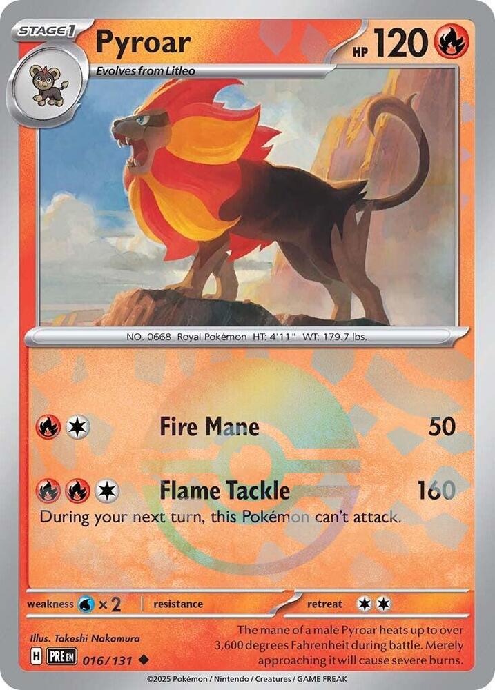Pyroar (016/131) (Poke Ball Pattern) [Scarlet & Violet: Prismatic Evolutions] | Card Citadel