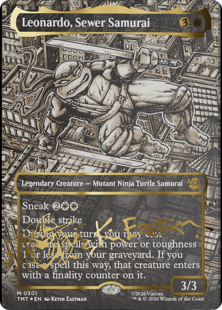Leonardo, Sewer Samurai (Borderless) (Gold-Stamped Signature) [Teenage Mutant Ninja Turtles] | Card Citadel