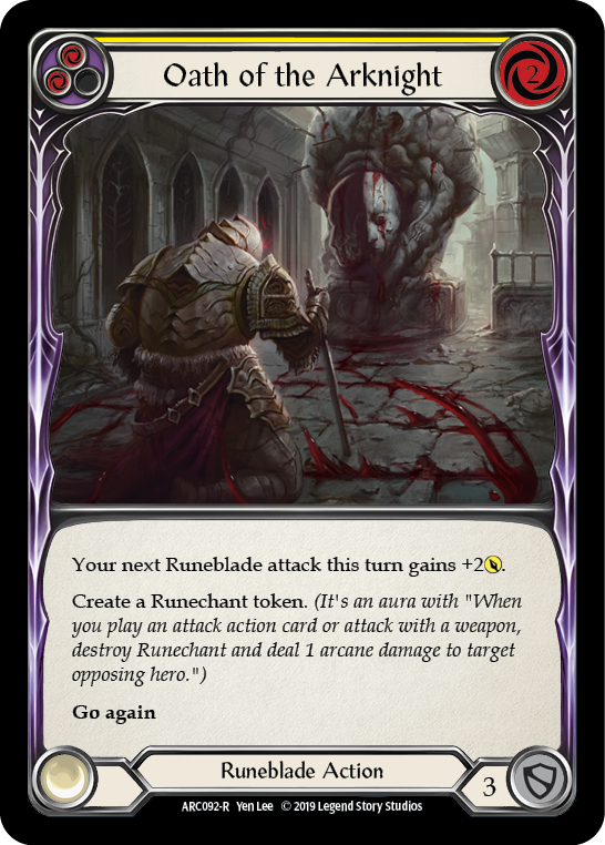 Oath of the Arknight (Yellow) [ARC092-R] (Arcane Rising)  1st Edition Normal | Card Citadel
