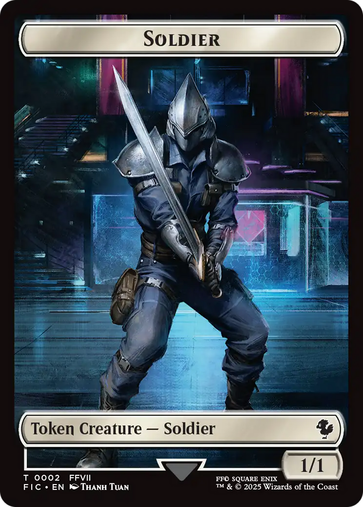 Soldier // Rebel Double-Sided Token (Surge Foil) [FINAL FANTASY Commander Tokens] | Card Citadel