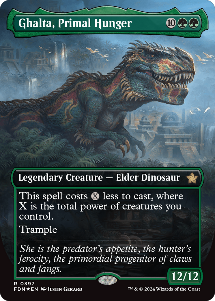 Ghalta, Primal Hunger (Borderless) (Mana Foil) [Foundations] | Card Citadel