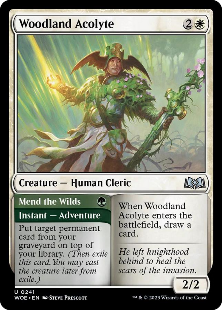 Woodland Acolyte // Mend the Wilds [Wilds of Eldraine] | Card Citadel