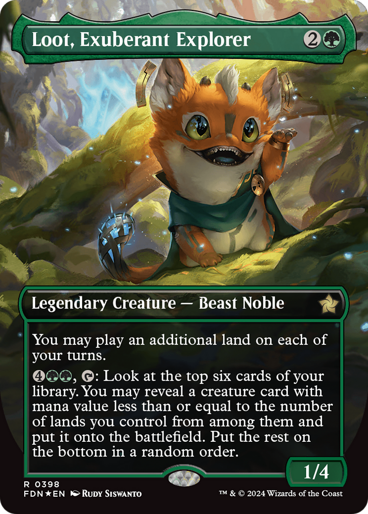 Loot, Exuberant Explorer (Borderless) (Mana Foil) [Foundations] | Card Citadel