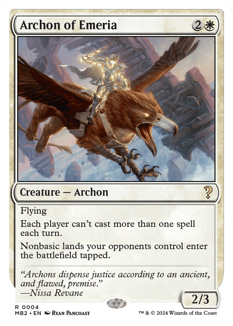 Archon of Emeria (White Border) [Mystery Booster 2] | Card Citadel