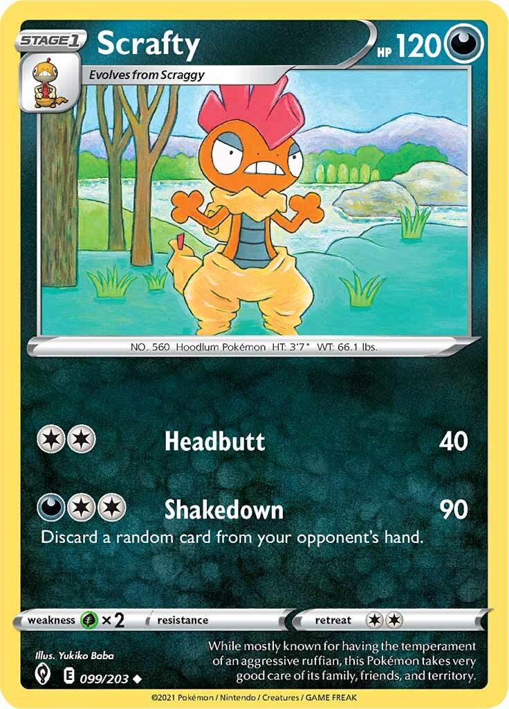 Scrafty (099/203) [Sword & Shield: Evolving Skies] | Card Citadel