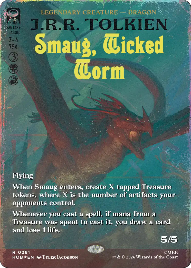 Smaug, Wicked Worm (Borderless) (Surge Foil) [The Hobbit] | Card Citadel