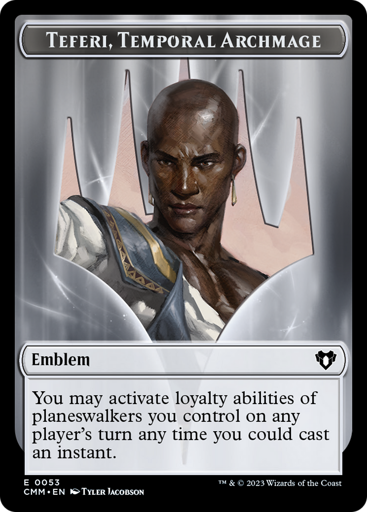 Clue // Emblem - Teferi, Temporal Archmage Double-Sided Token [Commander Masters Tokens] | Card Citadel