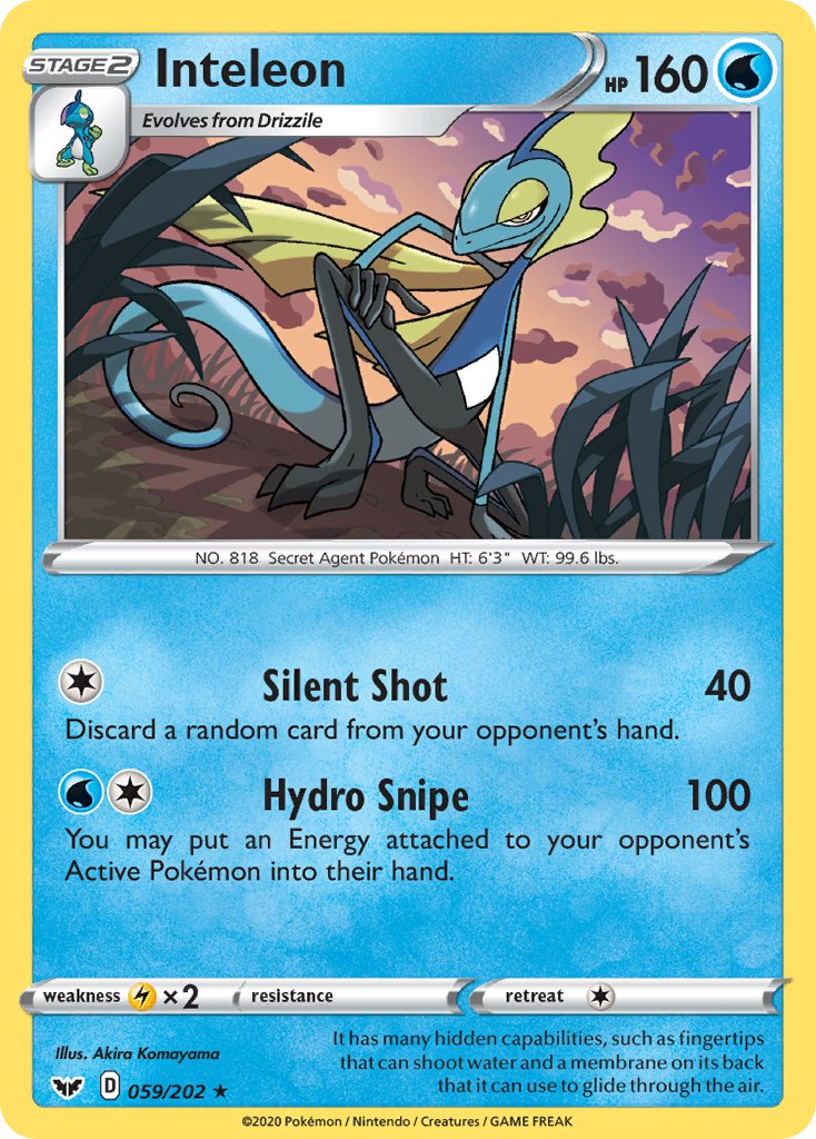 Inteleon (059/202) (Cracked Ice Holo) (Theme Deck Exclusive) [Sword & Shield: Base Set] | Card Citadel