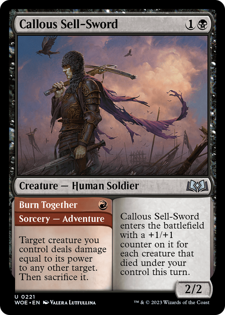 Callous Sell-Sword // Burn Together [Wilds of Eldraine] | Card Citadel