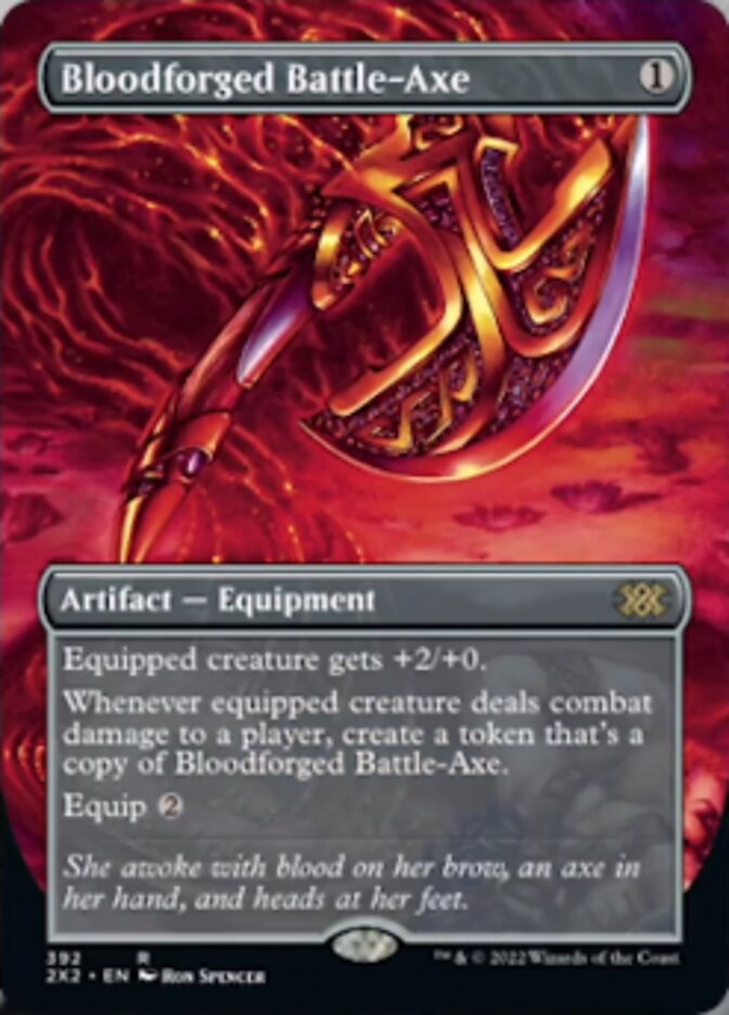 Bloodforged Battle-Axe (Borderless Alternate Art) [Double Masters 2022] | Card Citadel