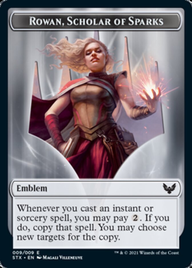 Elemental // Rowan, Scholar of Sparks Emblem Double-Sided Token [Strixhaven: School of Mages Tokens] | Card Citadel