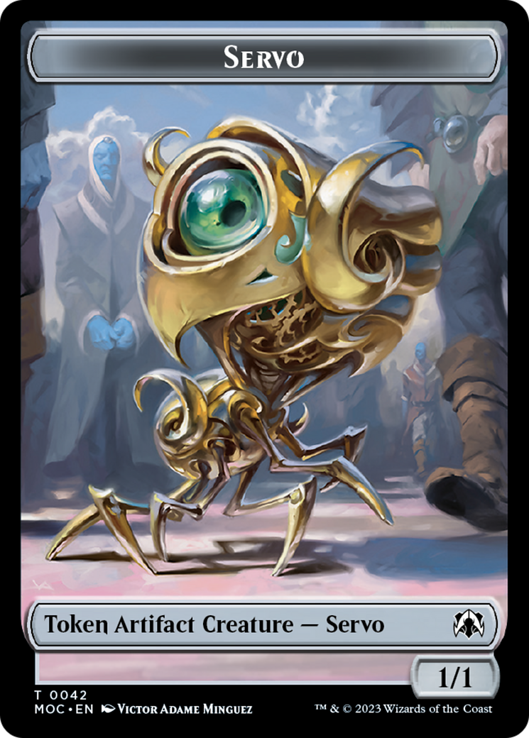 Feather // Servo Double-Sided Token [March of the Machine Commander Tokens] | Card Citadel