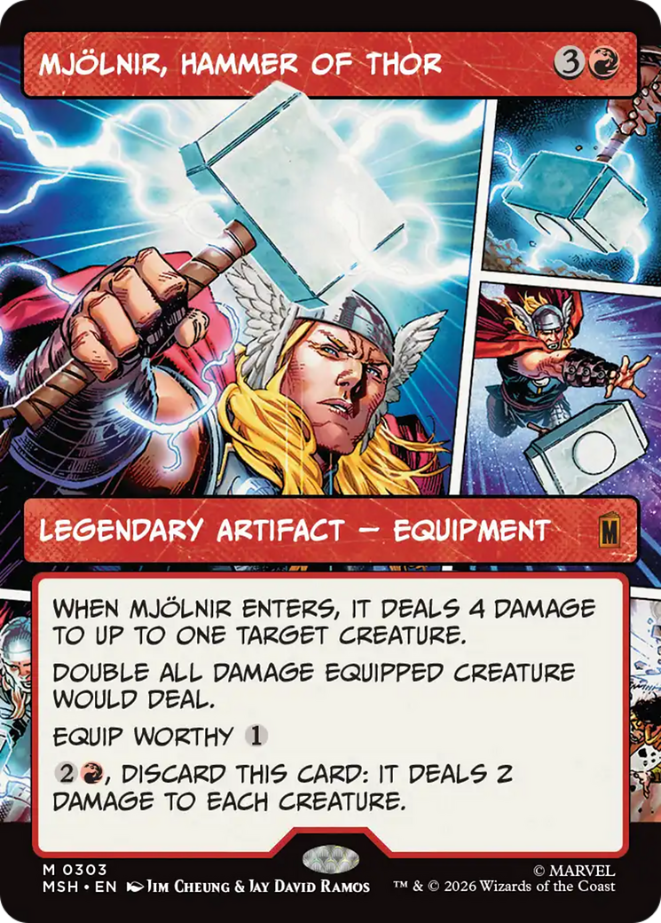 Mjolnir, Hammer of Thor (Borderless) (0303) [Marvel Super Heroes] | Card Citadel