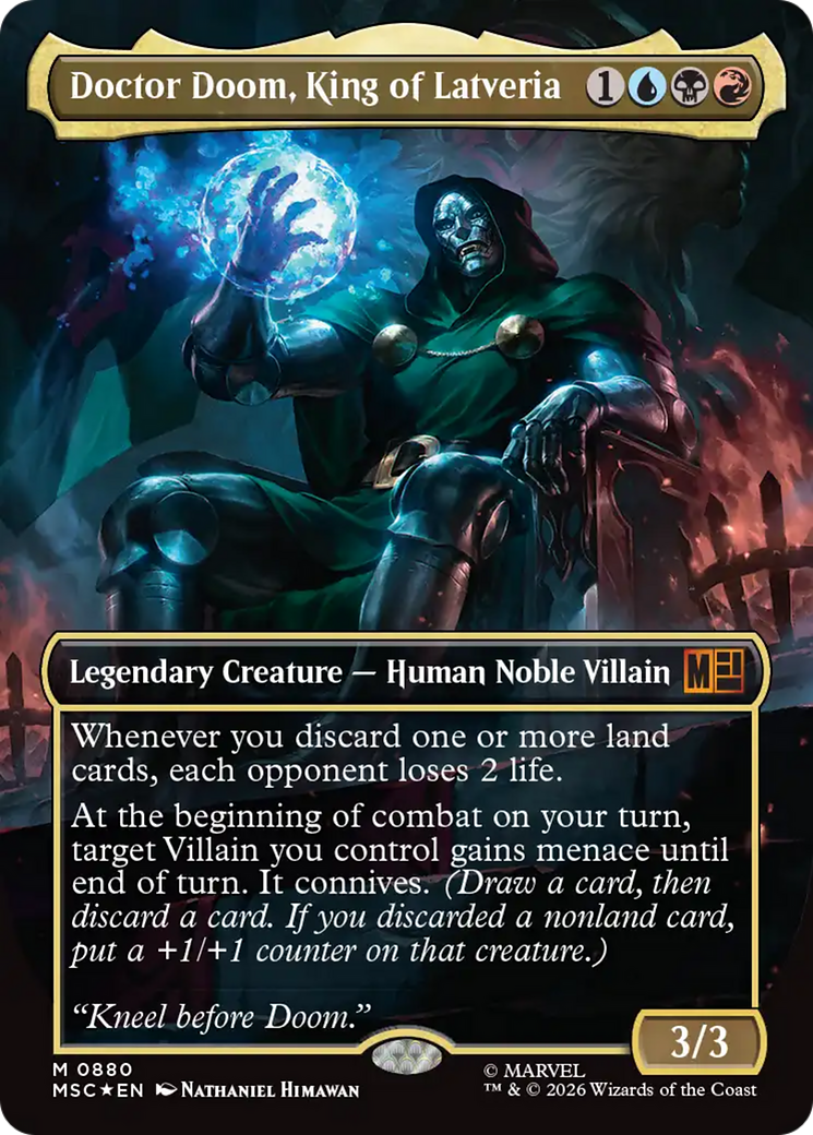 Doctor Doom, King of Latveria (Borderless) (Surge Foil) [Marvel Super Heroes Commander] | Card Citadel