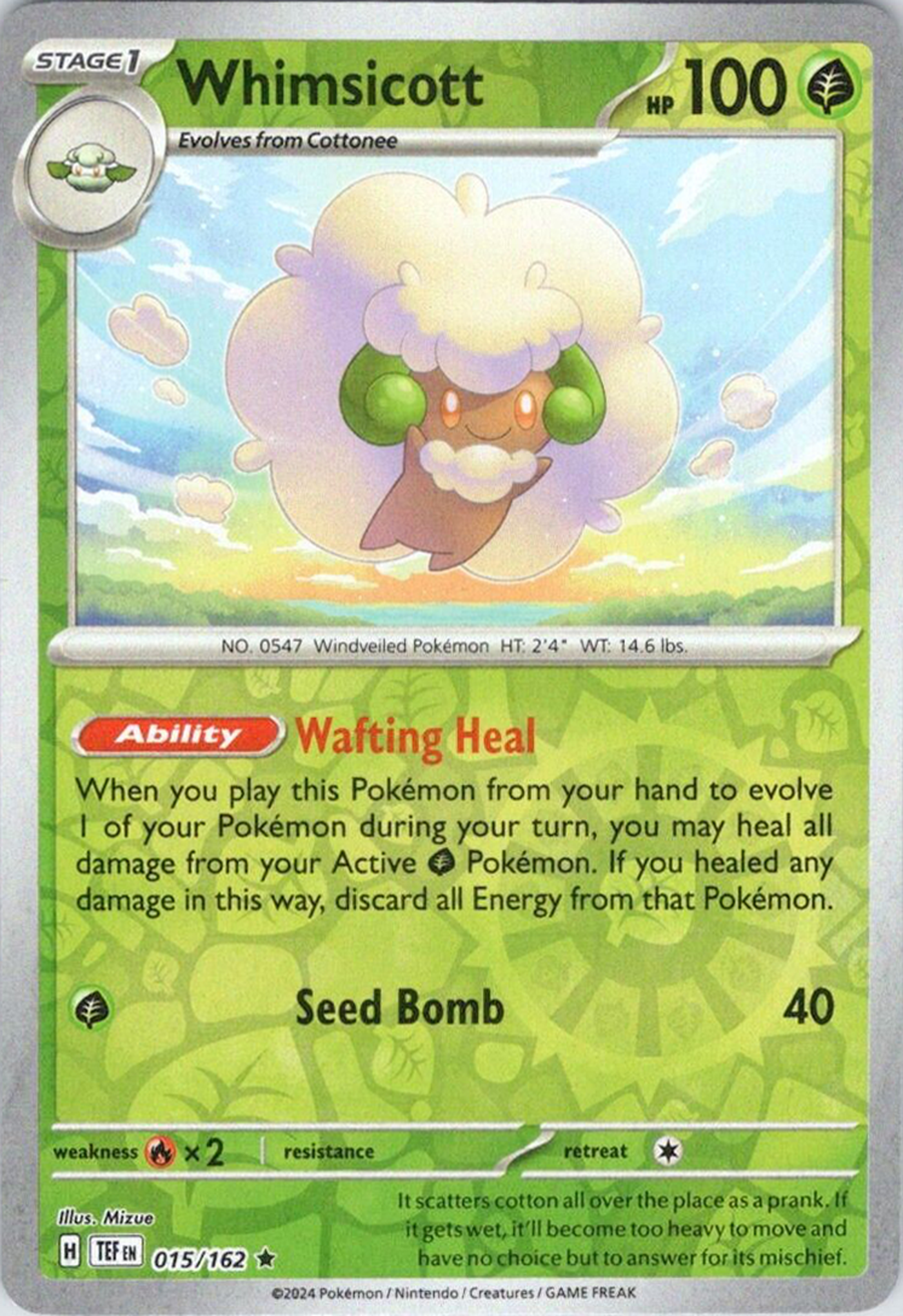 Whimsicott (015/162) [Scarlet & Violet: Temporal Forces] | Card Citadel