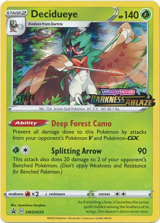 Decidueye (SWSH035) (Staff Prerelease Promo) [Sword & Shield: Black Star Promos] | Card Citadel