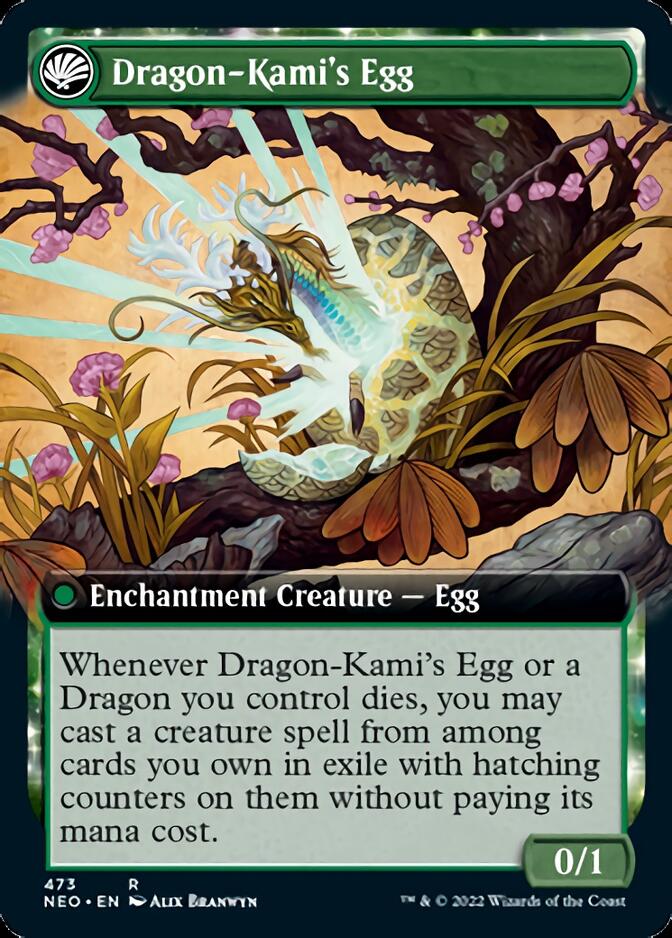 The Dragon-Kami Reborn // Dragon-Kami's Egg (Extended Art) [Kamigawa: Neon Dynasty] | Card Citadel