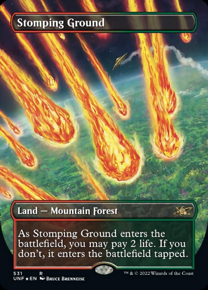 Stomping Ground (Borderless) (Galaxy Foil) [Unfinity] | Card Citadel