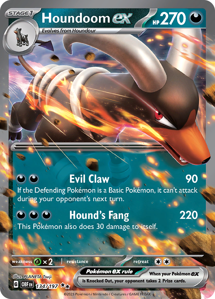 Houndoom ex (134/197) [Scarlet & Violet: Obsidian Flames] | Card Citadel