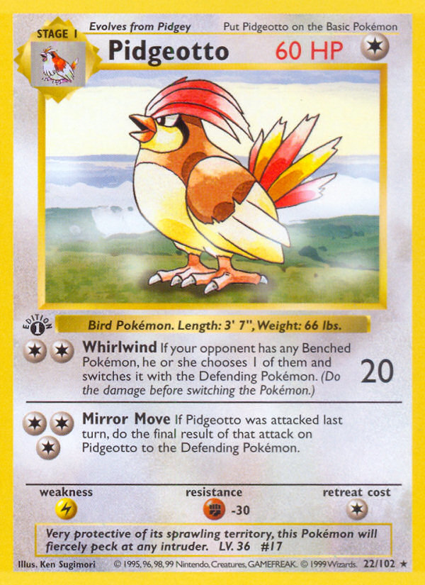 Pidgeotto (22/102) (Shadowless) [Base Set 1st Edition] | Card Citadel