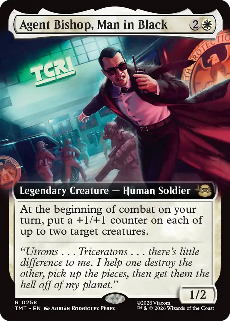 Agent Bishop, Man in Black (Extended Art) [Teenage Mutant Ninja Turtles] | Card Citadel