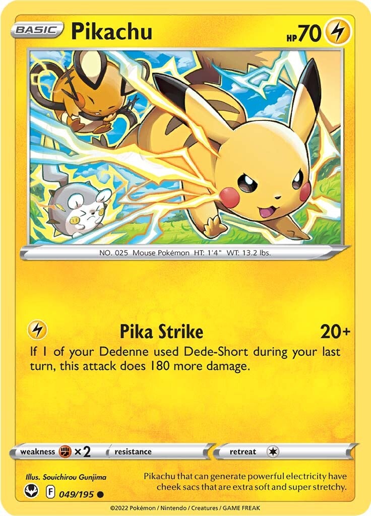 Pikachu (049/195) [Sword & Shield: Silver Tempest] | Card Citadel