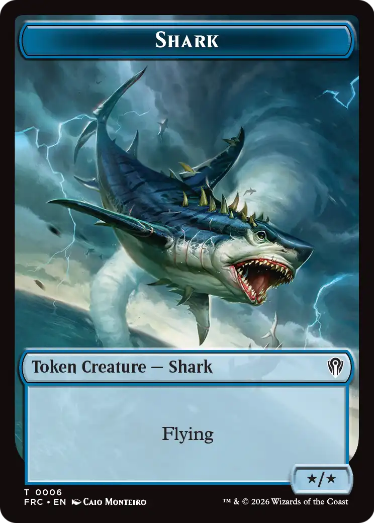 Warrior // Shark Double-Sided Token [Reality Fracture Commander Tokens] | Card Citadel