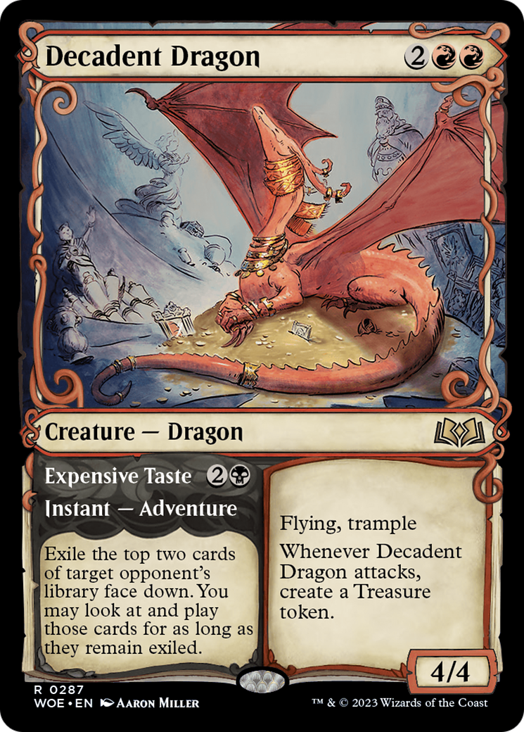 Decadent Dragon // Expensive Taste (Showcase) [Wilds of Eldraine] | Card Citadel