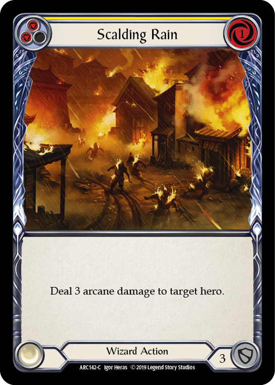 Scalding Rain (Yellow) [ARC142-C] (Arcane Rising)  1st Edition Rainbow Foil | Card Citadel