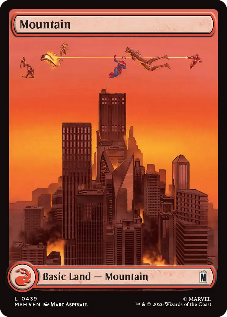 Mountain (0439) (Surge Foil) [Marvel Super Heroes] | Card Citadel