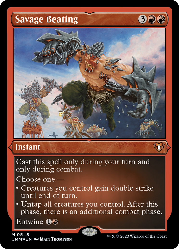 Savage Beating (Foil Etched) [Commander Masters] | Card Citadel