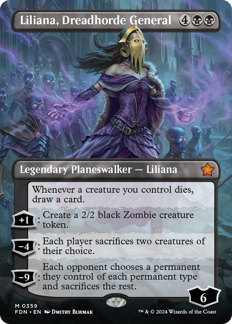 Liliana, Dreadhorde General (Borderless) [Foundations] | Card Citadel