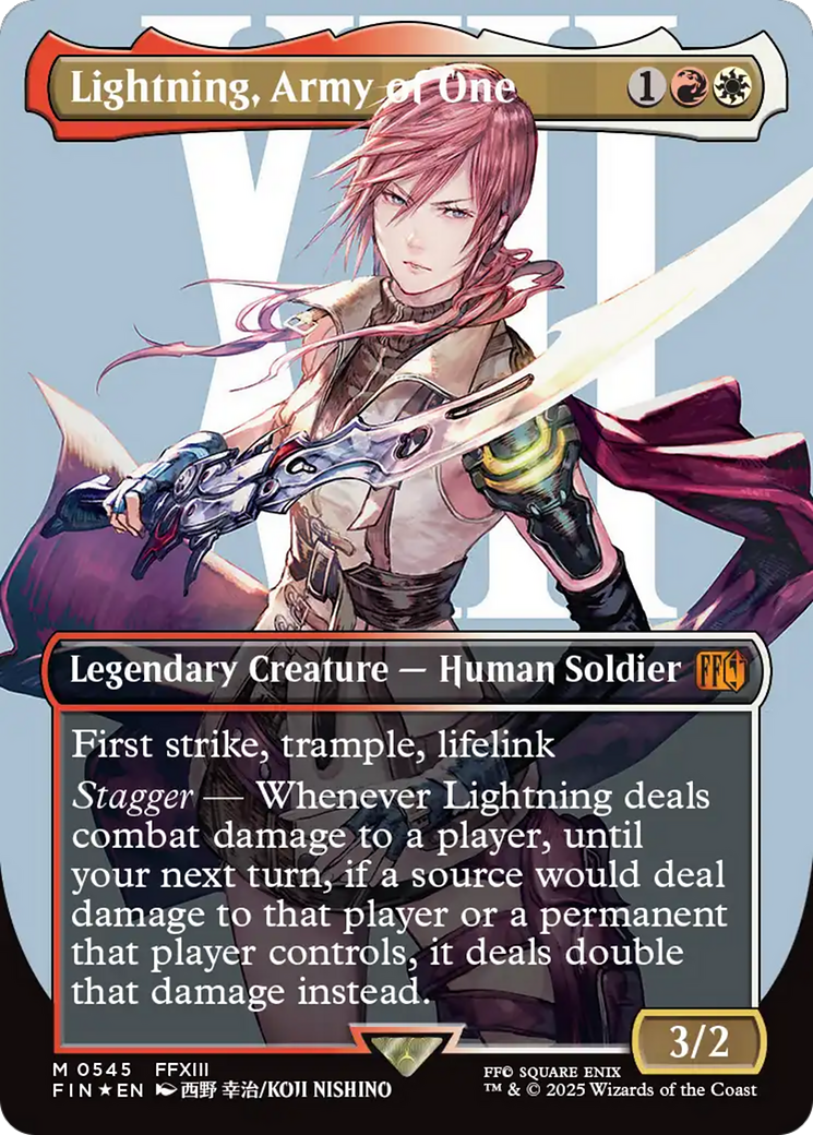 Lightning, Army of One (Borderless) (Surge Foil) [FINAL FANTASY] | Card Citadel