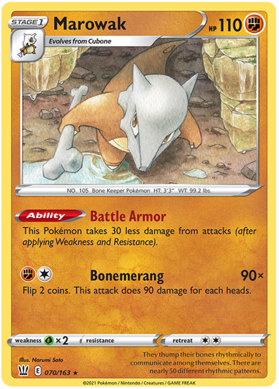 Marowak (070/163) [Sword & Shield: Battle Styles] | Card Citadel