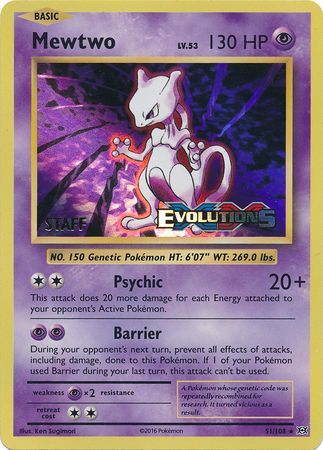 Mewtwo (51/108) (XY Evolutions Staff Prerelease) [XY: Black Star Promos] | Card Citadel