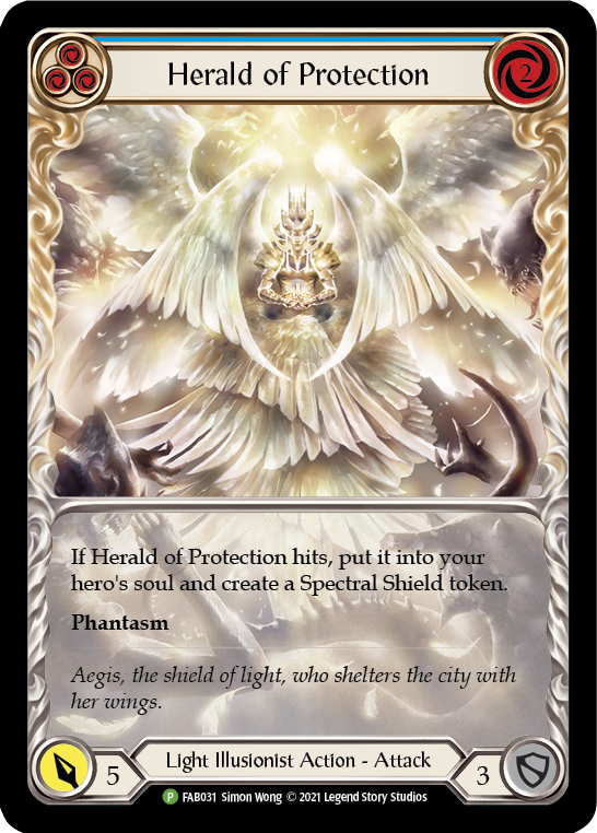 Herald of Protection (Blue Extended Art) [FAB031] (Promo)  Rainbow Foil | Card Citadel