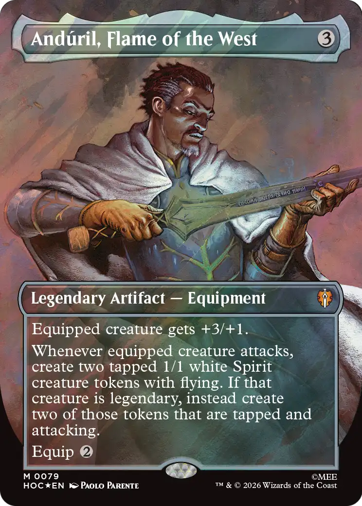 Anduril, Flame of the West (Borderless) (Surge Foil) [The Hobbit: Eternal-Legal] | Card Citadel