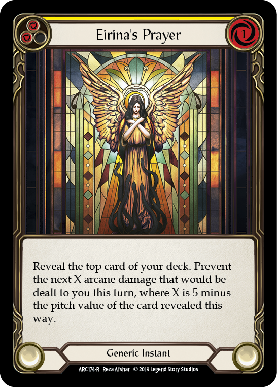 Eirina's Prayer (Yellow) [ARC174-R] (Arcane Rising)  1st Edition Rainbow Foil | Card Citadel