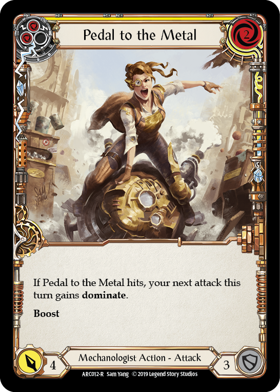 Pedal to the Metal (Yellow) [ARC012-R] (Arcane Rising)  1st Edition Rainbow Foil | Card Citadel