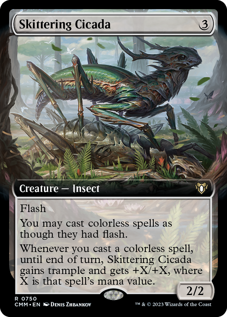 Skittering Cicada (Extended Art) [Commander Masters] | Card Citadel