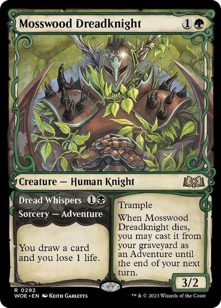 Mosswood Dreadknight // Dread Whispers (Showcase) [Wilds of Eldraine] | Card Citadel