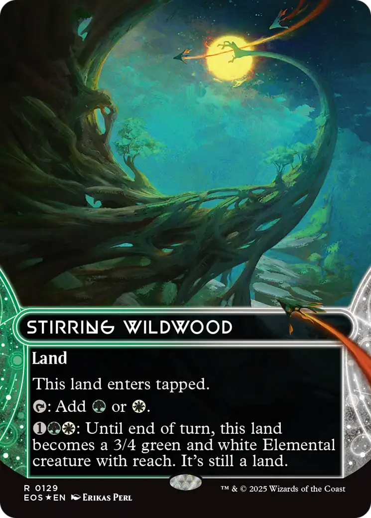 Stirring Wildwood (0129) (Borderless) (Galaxy Foil) [Edge of Eternities: Stellar Sights] | Card Citadel