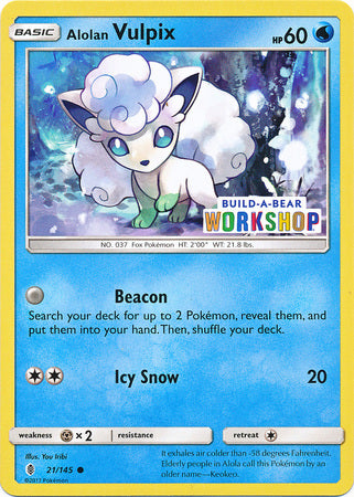 Alolan Vulpix (21/145) (Build A Bear Workshop Exclusive) [Sun & Moon: Guardians Rising] | Card Citadel