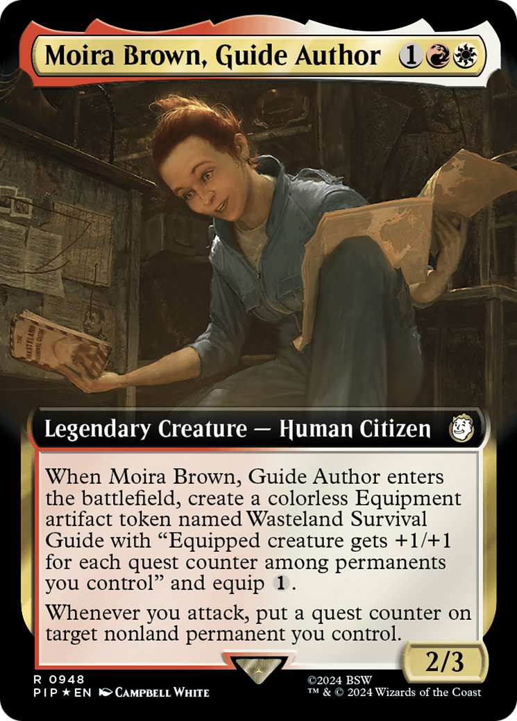 Moira Brown, Guide Author (Extended Art) (Surge Foil) [Fallout] | Card Citadel