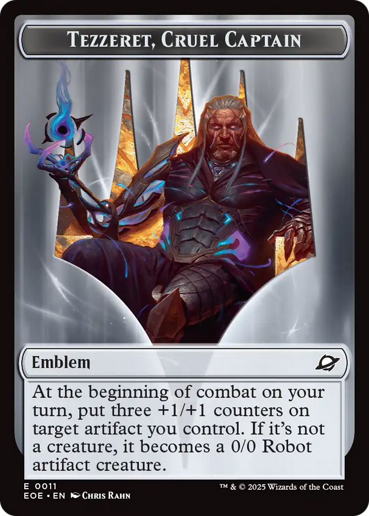 Robot // Emblem - Tezzeret, Cruel Captain Double-Sided Token [Edge of Eternities Tokens] | Card Citadel