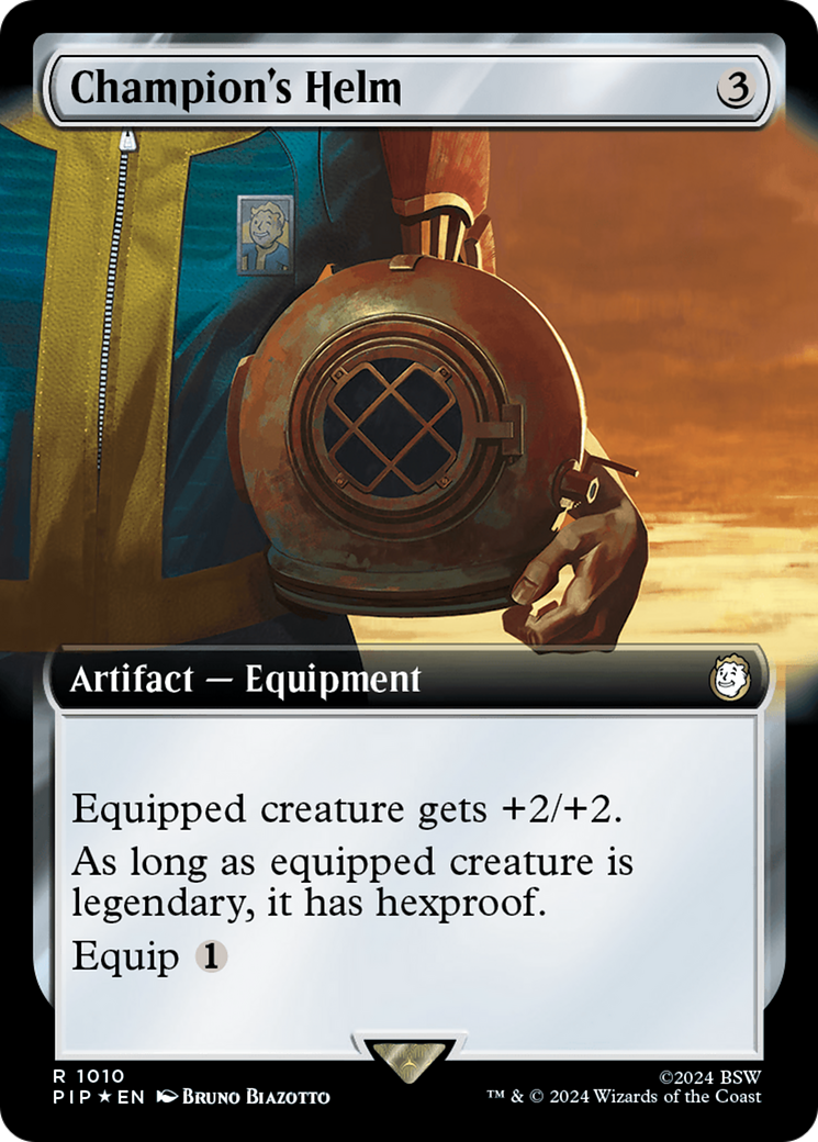 Champion's Helm (Extended Art) (Surge Foil) [Fallout] | Card Citadel